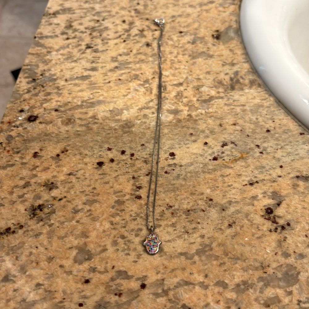 Sterling Silver Multicolored Hamsa - image 2